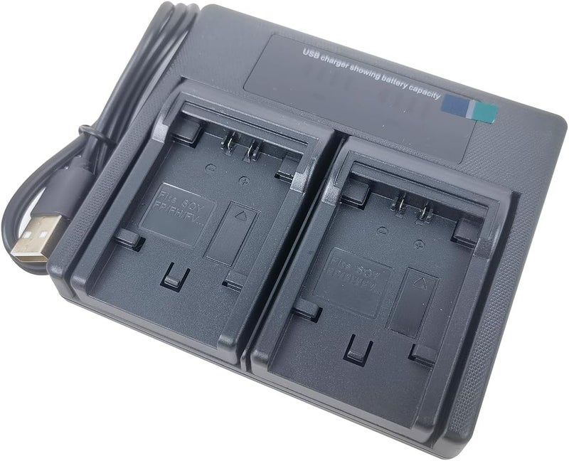 EMOVERY USB Dual Battery Charger for Sony NP-FV100 NP-FH100 NP-FV70 NP-FH70 NP-FH30 NP-FH50 NP-FP30 NP-FP50 NP-FP70/FP71 NP-FP90 DCR-DVD DCR-HC DCR-SR HDR-CX HDR-XR Series Camera - Image 2
